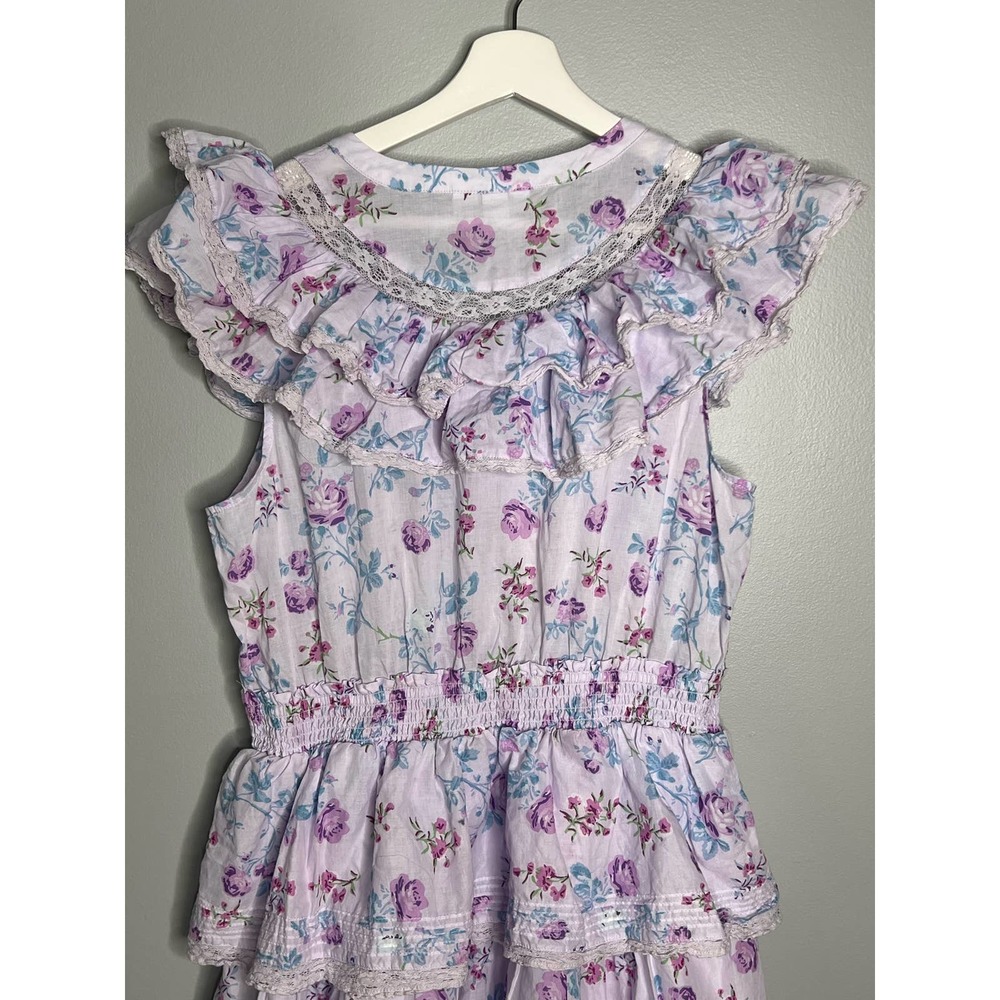 LoveShackFancy Floral Mini Dress in Lavender and White - Picture 10 of 11